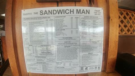 Menu at Sandwich Man restaurant, Paxtonia, Allentown Blvd