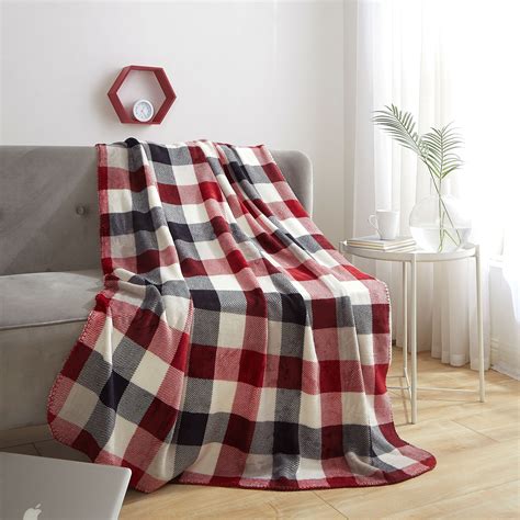 Mainstays Red Plaid Cozy Plush Throw Blanket 50" x 60" - Walmart.com