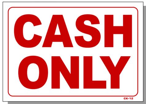 Cash Only Sign Printable