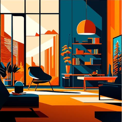 Premium Vector | Modern living room interior design vector illustration