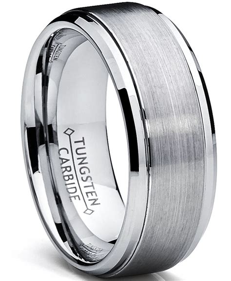 Men's Tungsten Ring Wedding Band Raised Brushed Finish 9MM | Walmart Canada