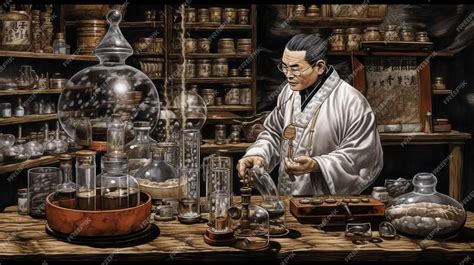 Premium Photo | A painting of a scientist in a lab