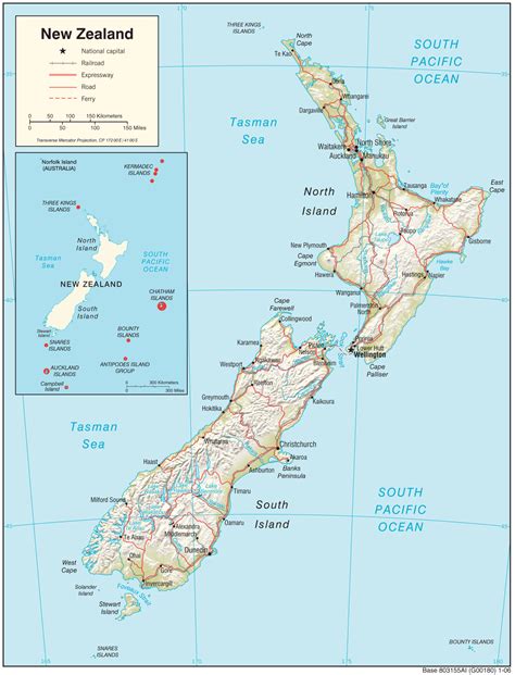 Geographic Map of New Zealand - country.report