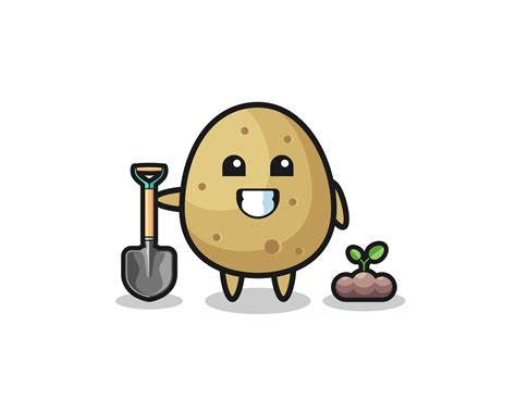 cute potato cartoon is planting a tree seed 5047697 Vector Art at Vecteezy