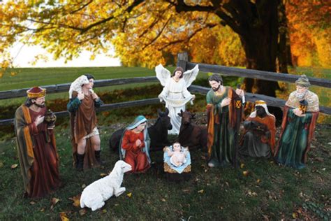 39” Tall Outdoor Nativity Set | Large Creche Figures for Church Use | Christmas Yard Statues | T ...
