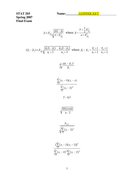 Central Limit Theorem - Applications of Statistics - Exam Key - Docsity