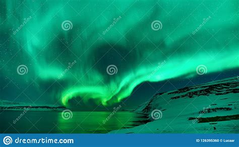 Green Northern Lights in Iceland Stock Photo - Image of landscape ...