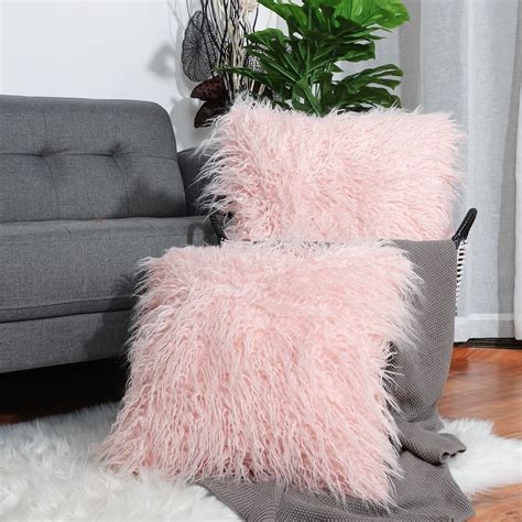 Unique Bargains Shaggy Faux Fur Poleyster Square Throw Pillow Cover ...