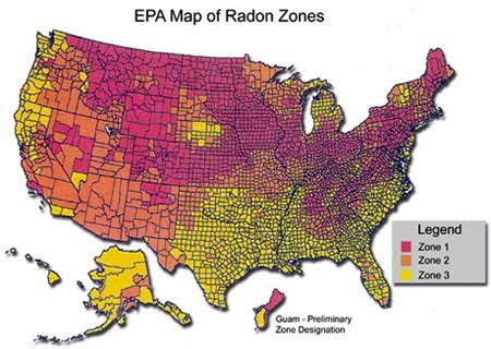 EPA Radon Risk Assessment Radon Map