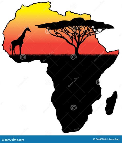 Silhouette De L'Afrique Photos stock - Image: 34603703