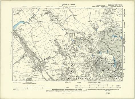 1891 Map Scan Hampstead, London, England, UK High-resolution Victorian 19th Century Ordnance ...