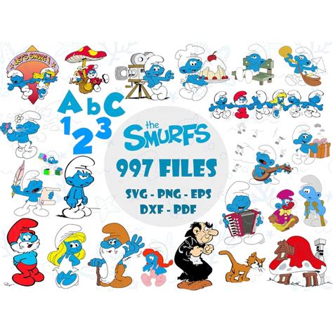 Smurfs SVG Bundle, Smurfs Birthday, Smurfs Font, Smurfs Png, - Inspire ...