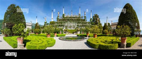 The wonderfully ornate Baroque gardens of the Teatro Massimo, Isola Bella, Lake Maggiore ...