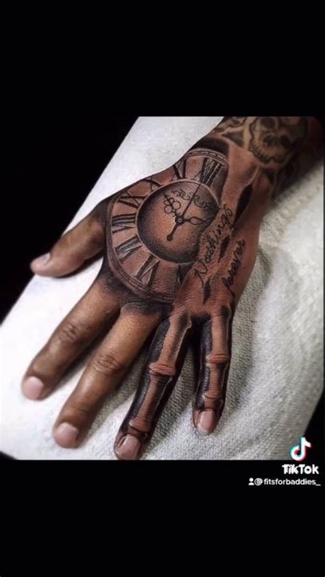 Skeleton hand into clock tattoo | Hand tattoos for guys, Hand tattoos ...