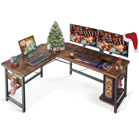 Coleshome 59" L Shaped Gaming Desk, Corner Computer Desk, Sturdy Home ...