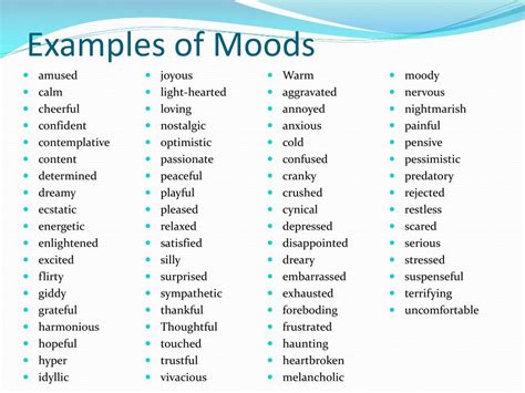 Different types of moods - gerttransport