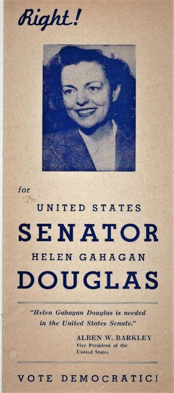 Helen Gahagan Douglas 1950 US Senate Political Flyer vs Richard Nixon ...