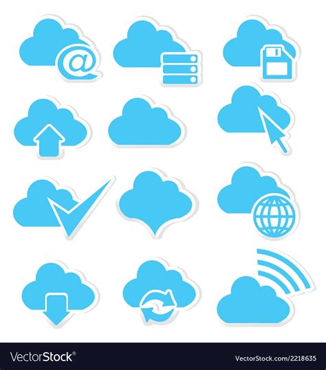 Cloud icon set internet Royalty Free Vector Image