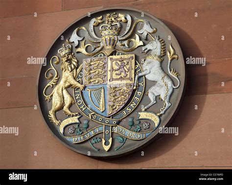 Coat of arms on English Court building, north east England UK Stock Photo - Alamy