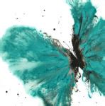 Contemporary Art Abstract Butterfly in Teal 14 x 14 on Cotton Ragg - Acrylic on Cotton Ragg ...