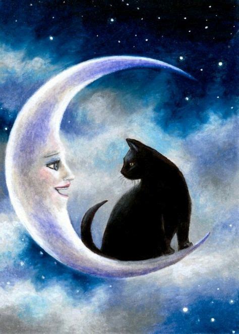 Pin by NORMA Mercado on Goodnight. quotes | Moon art, Cat art, Black ...