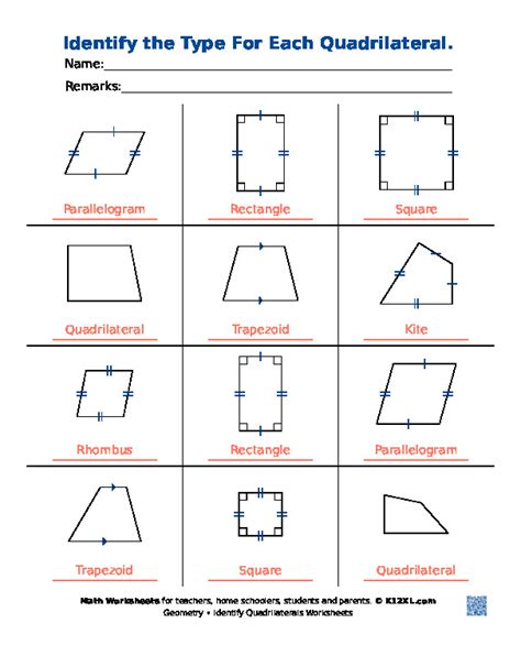 Naming Quadrilaterals Worksheets 99worksheets