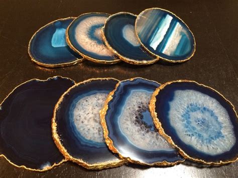 Agate Coaster Blue Agate Coasters Brazilian by NewMoonBeginnings