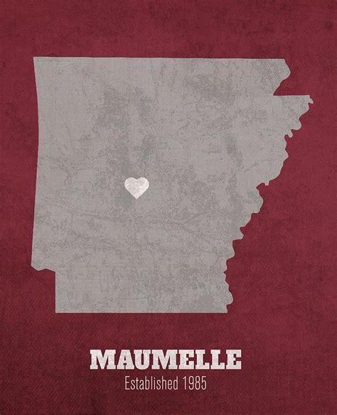 Maumelle Arkansas City Map Founded 1965 University of Arkansas Color Palette Mixed Media by ...