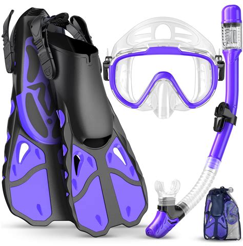 Snorkel Set Adults with Flippers, Unisex 3 Piece Diving Set With Diving ...