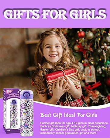 Gifts for Girls-Decorate Your Own Water Bottle & Baseball Cap with 14 Sheets of Unicorn Stickers ...