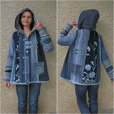 Hooded Jacket Upcycled Clothing by EcoClo Denim Collection | Etsy