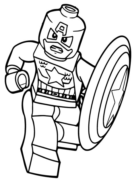 Powerful Captain America Lego Avengers Coloring Page - Free Printable ...