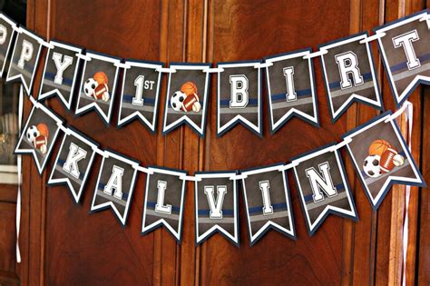 BOY SPORTS THEME Birthday Banner Happy Birthday Sports Party - Etsy