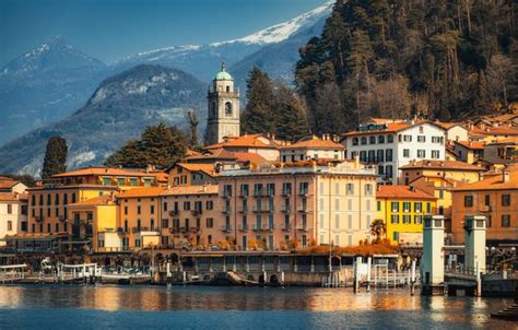 Wallpaper trees, lake, building, tower, home, Italy, Italy, Bellagio ...