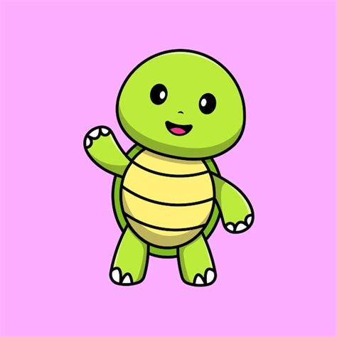 Premium Vector | Cute turtle waving hand cartoon vector icon illustration