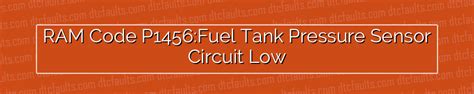 RAM Code P1456:Fuel Tank Pressure Sensor Circuit Low