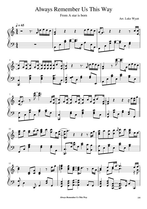 Lady Gaga, Always Remember Us This Way Piano Sheet Music - eSheetMusics.com