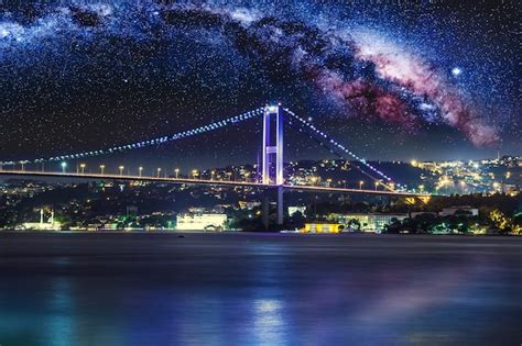 Premium Photo | Landscape of bosphorus bridge at night