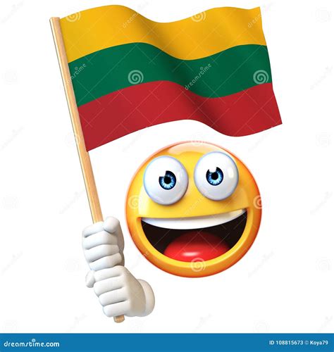 Emoji Holding Lithuanian Flag, Emoticon Waving National Flag of ...