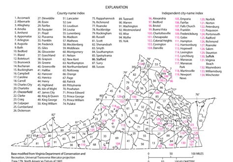 Names and locations of counties and independent cities in the...