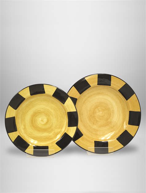 Black & Tan Geometric Dinnerware - West Coast Event Productions, Inc.