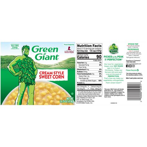 Green Giant Corn Nutrition Label - Nutrition Pics