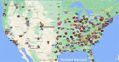 Map of NCAA Division 1 Schools | Richard Keroack