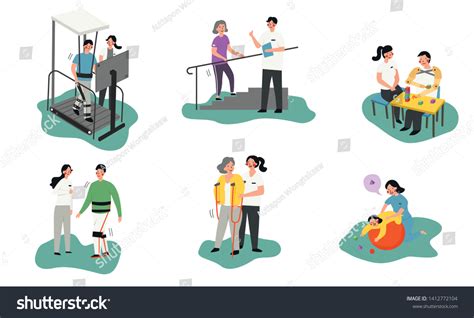 Vector Flat Illustration Medical Rehabilitation Cartoon Stock Vector (Royalty Free) 1412772104 ...