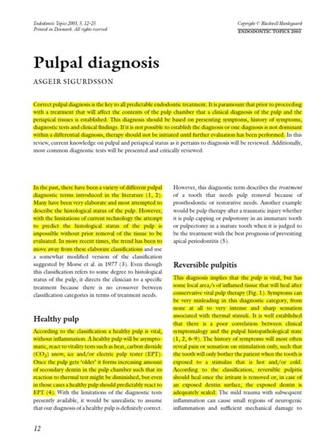 Pulpal Diagnosis | Inflammation | Pain