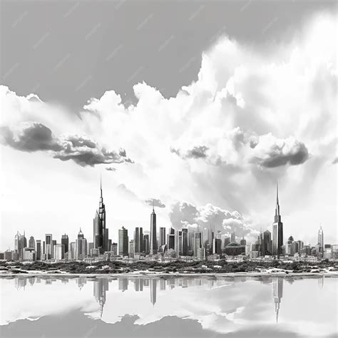 Premium AI Image | city skyline drawing black and white sketch