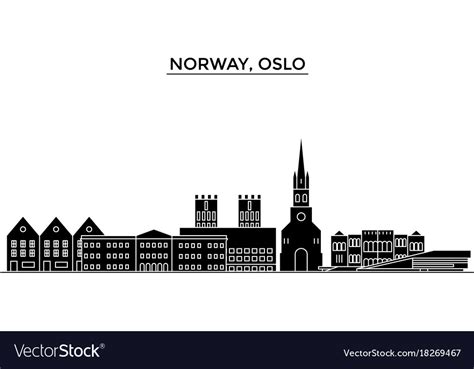 Norway oslo architecture city skyline Royalty Free Vector