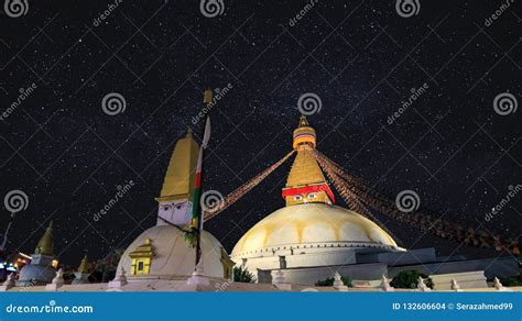 Boudhanath Stupa at Night stock photo. Image of boudhanath - 132606604