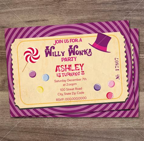 Willy Wonka Birthday Party Invitation/ Charlie and the Chocolate Factory/ Boys or Girls ...