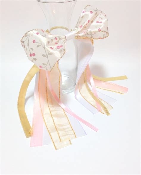 Holiday Hair Ribbon Christmas Hair Bow Pink & Gold Hair Bow - Etsy